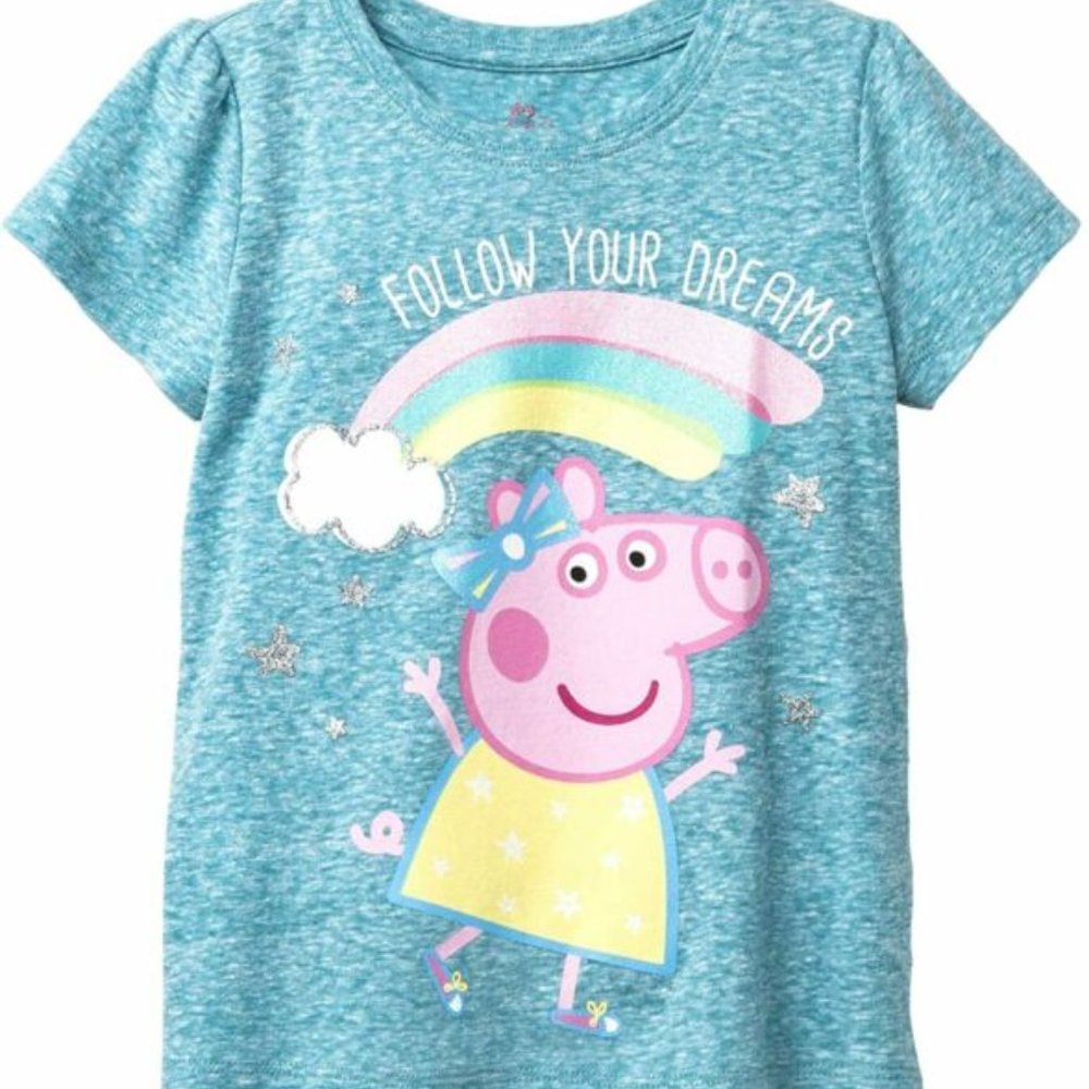 PEPPA PIG T-Shirt - Toddler Girls Blue Follow Dreams Peppa Graphic T-Shirt - Picture 4 of 7